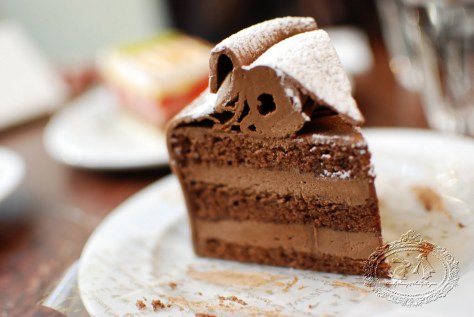  Annatorte, a signature cake of Café Demel, famous also for its Sachertorte. Layers of chocolate sponge and chocolate butter cream, with a strong chocolate taste and a hint of hazelnut.